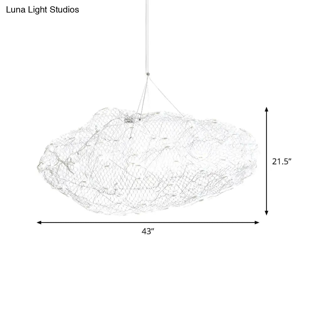 12/16 Cloud Shaped Led Chandelier Light With Modernist Chrome Finish And Warm/White - Stylish Mesh