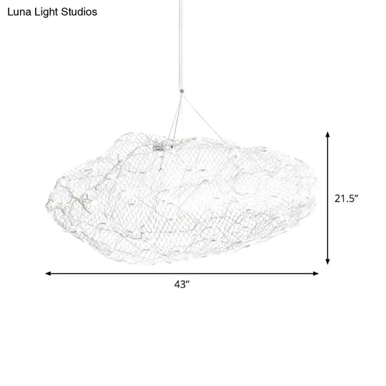 12/16 Cloud Shaped Led Chandelier Light With Modernist Chrome Finish And Warm/White - Stylish Mesh