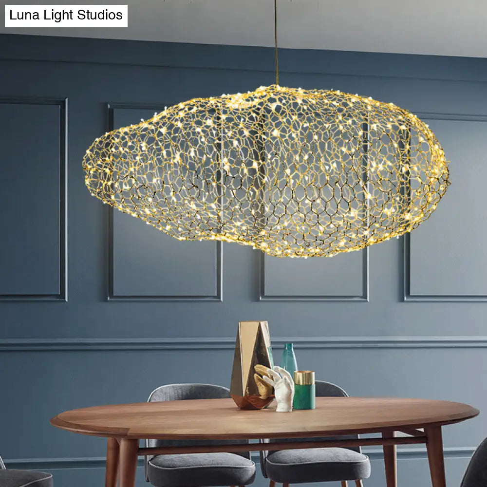 12/16 Cloud Shaped Led Chandelier Light With Modernist Chrome Finish And Warm/White - Stylish Mesh