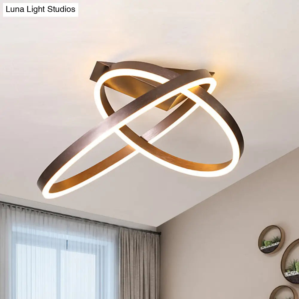 12/16 Dual Rings Ceiling Flush Mount Led Lighting - Modernist Acrylic Gold/Coffee Or White/Warm