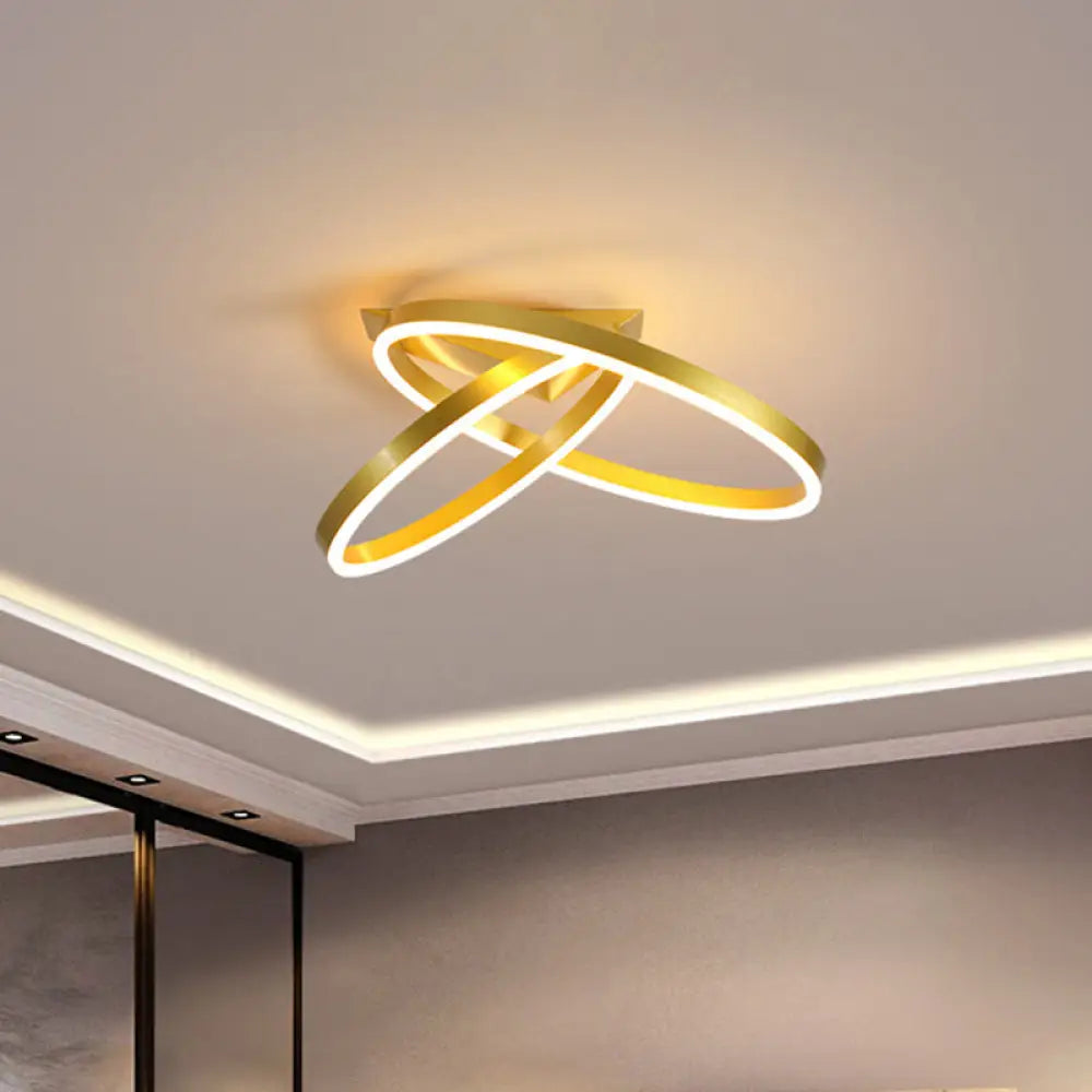 12’/16’ Dual Rings Ceiling Flush Mount Led Lighting - Modernist Acrylic Gold/Coffee Or