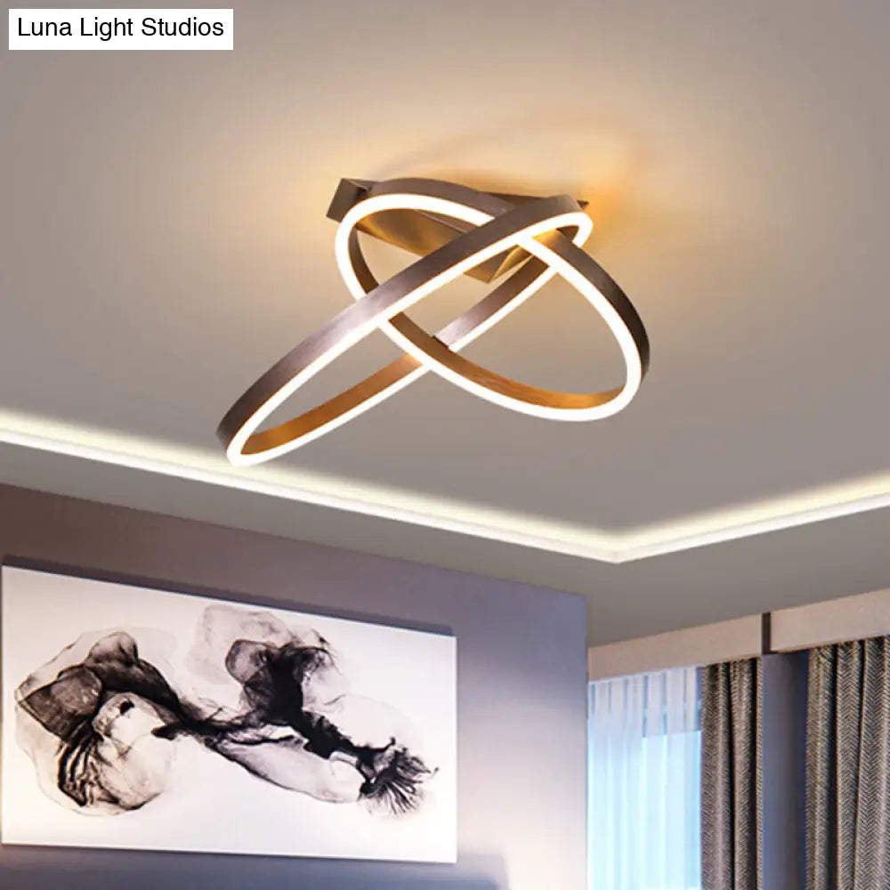 12/16 Dual Rings Ceiling Flush Mount Led Lighting - Modernist Acrylic Gold/Coffee Or White/Warm