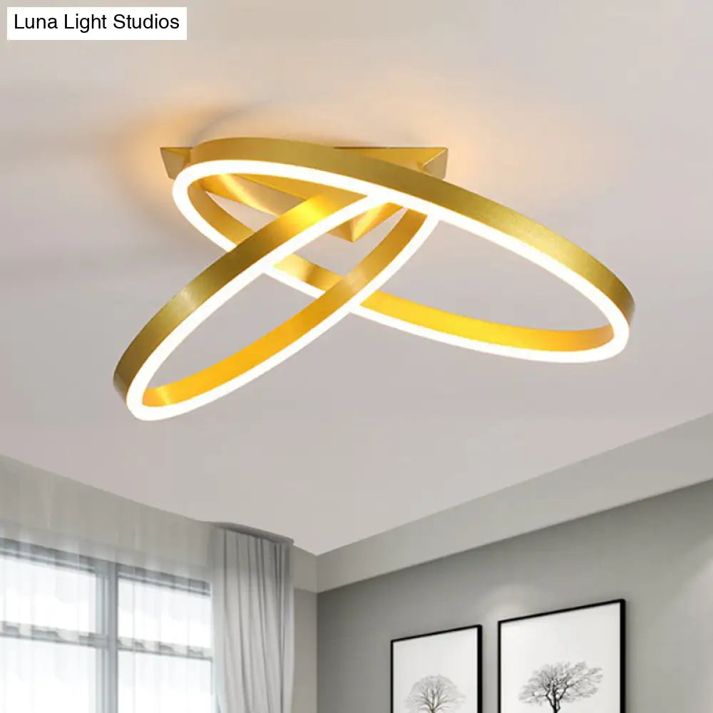12/16 Dual Rings Ceiling Flush Mount Led Lighting - Modernist Acrylic Gold/Coffee Or White/Warm