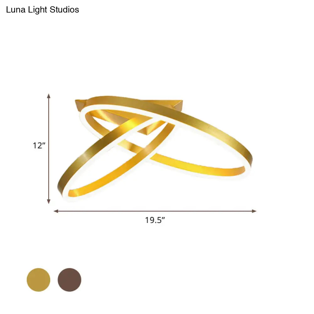 12/16 Dual Rings Ceiling Flush Mount Led Lighting - Modernist Acrylic Gold/Coffee Or White/Warm