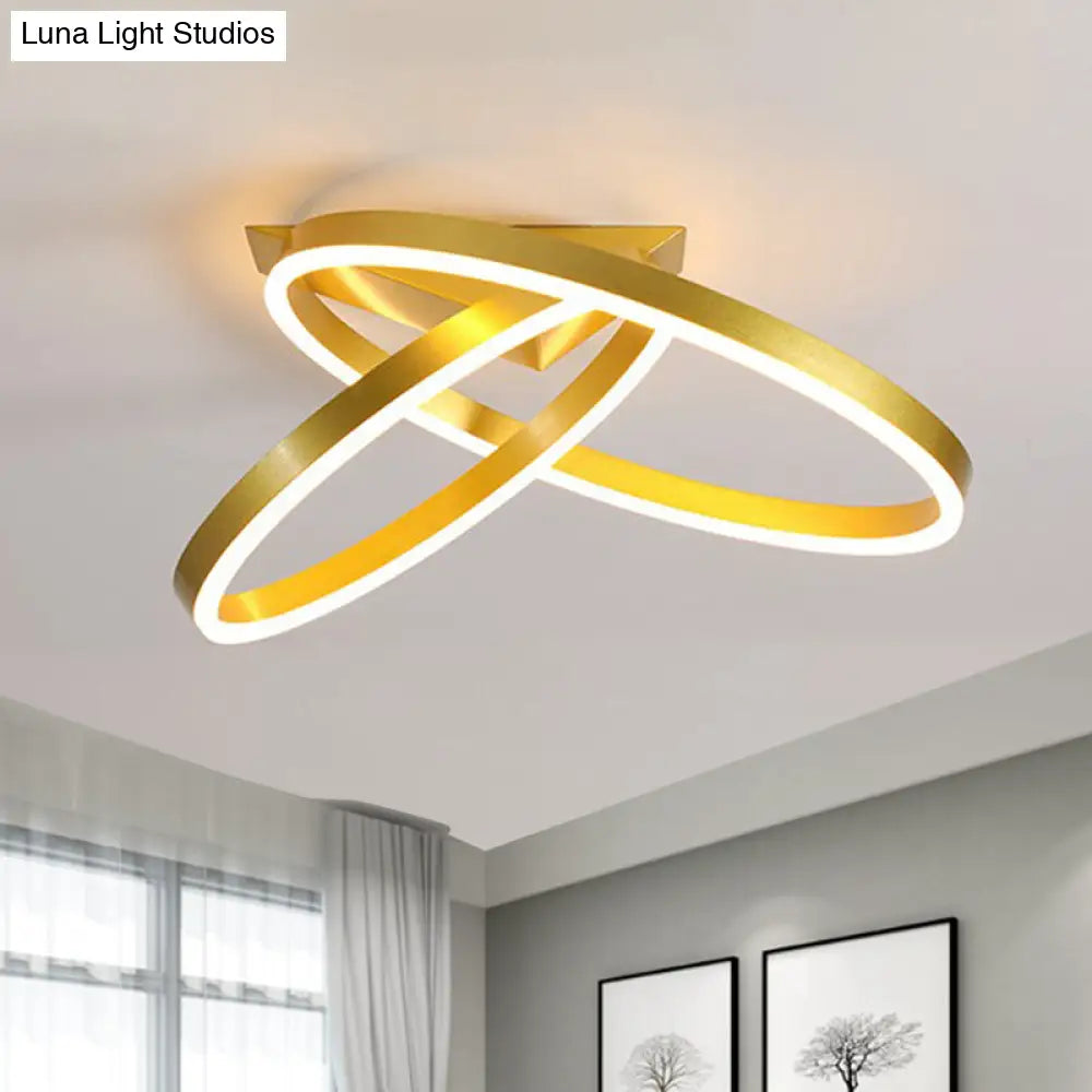 12’/16’ Dual Rings Ceiling Flush Mount Led Lighting - Modernist Acrylic Gold/Coffee Or