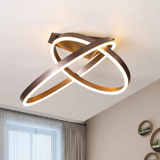 12’/16’ Dual Rings Ceiling Flush Mount Led Lighting - Modernist Acrylic Gold/Coffee Or