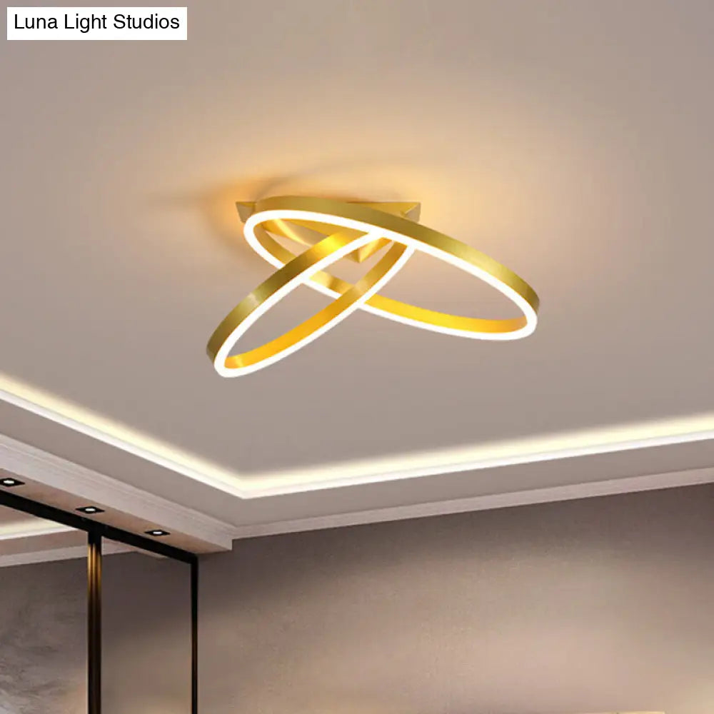 12/16 Dual Rings Ceiling Flush Mount Led Lighting - Modernist Acrylic Gold/Coffee Or White/Warm