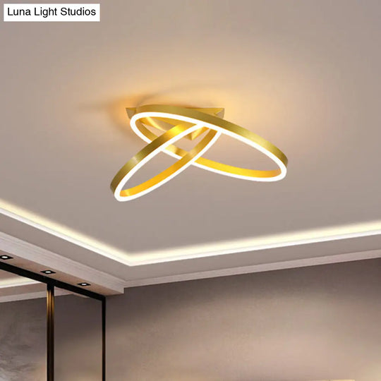 12/16 Dual Rings Ceiling Flush Mount Led Lighting - Modernist Acrylic Gold/Coffee Or White/Warm