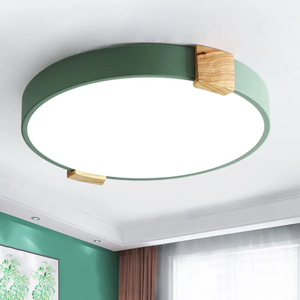 12’/16’ Green Acrylic Macaron Led Flush Mount Light For Study Room - Warm/White / 12’ Warm