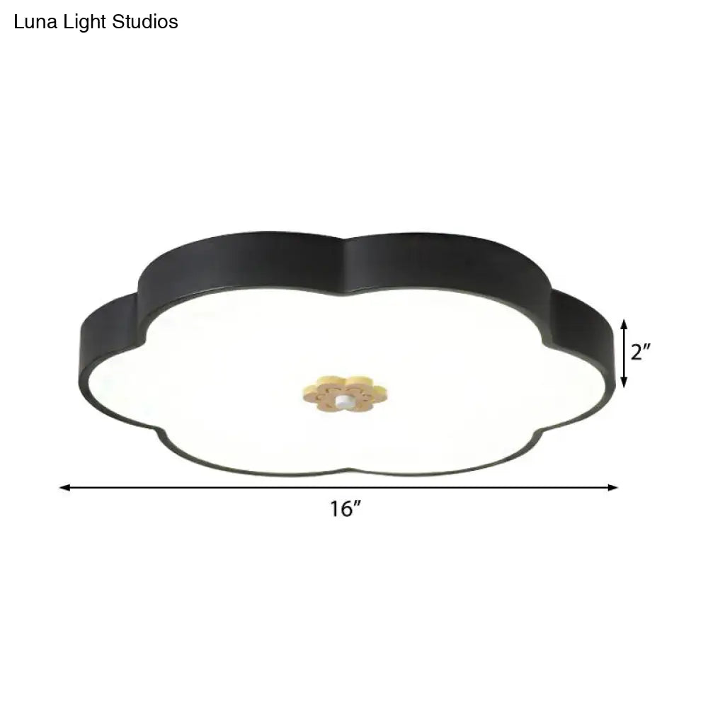 12/16 Modern Flower Flush Mount Ceiling Light With Acrylic Diffuser - Metal Led Black/White