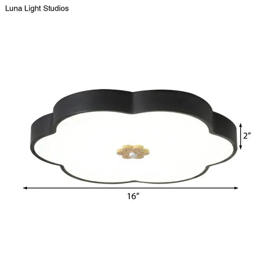 12/16 Modern Flower Flush Mount Ceiling Light With Acrylic Diffuser - Metal Led Black/White