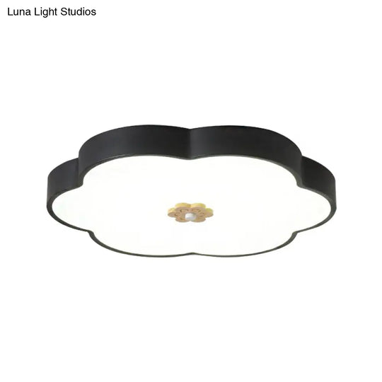 12/16 Modern Flower Flush Mount Ceiling Light With Acrylic Diffuser - Metal Led Black/White