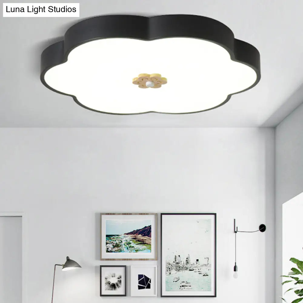 12/16 Modern Flower Flush Mount Ceiling Light With Acrylic Diffuser - Metal Led Black/White