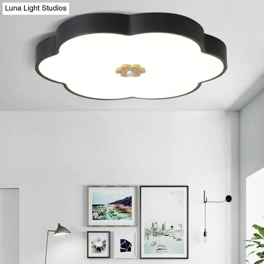 12’/16’ Modern Flower Flush Mount Ceiling Light With Acrylic Diffuser - Metal Led Black/White