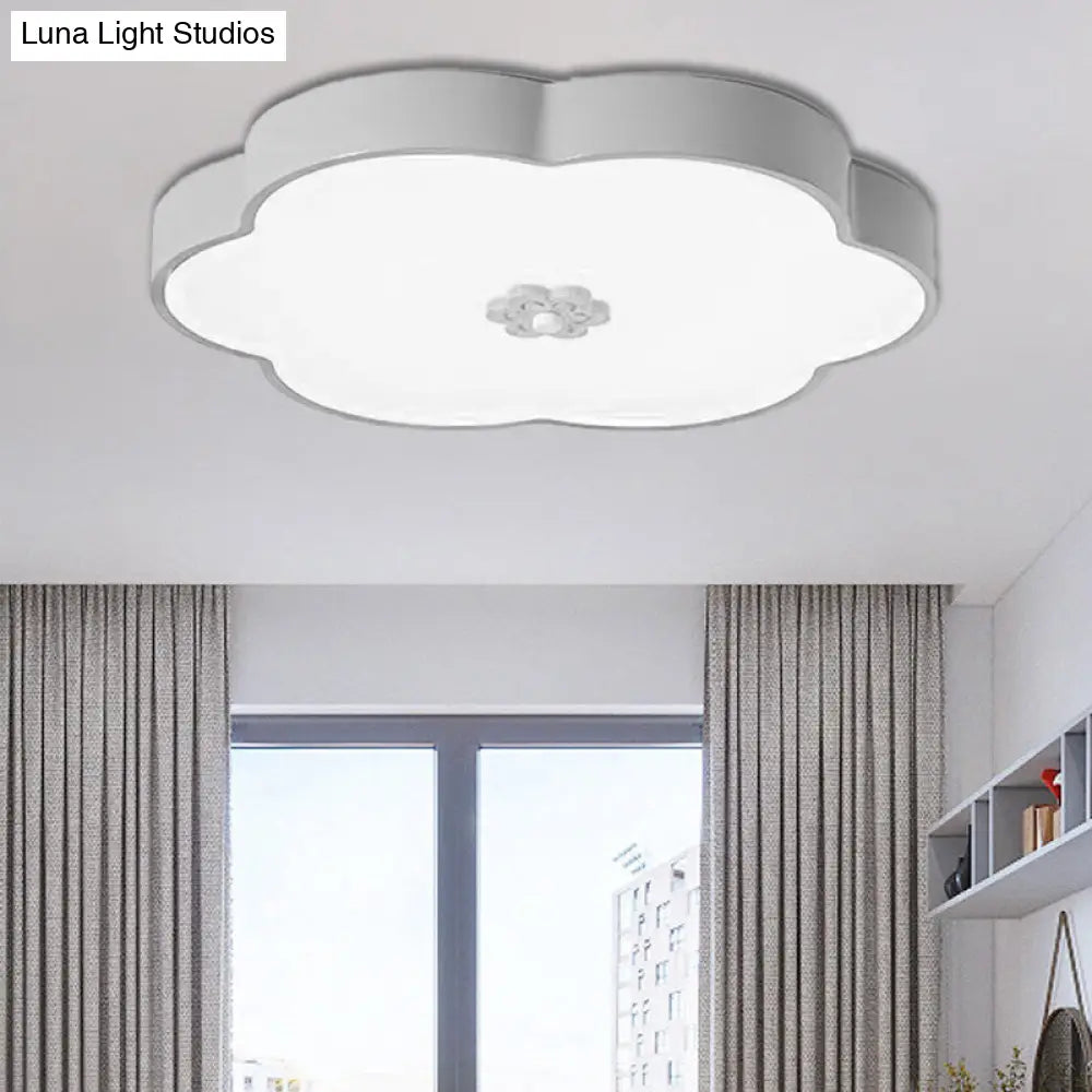 12/16 Modern Flower Flush Mount Ceiling Light With Acrylic Diffuser - Metal Led Black/White White /