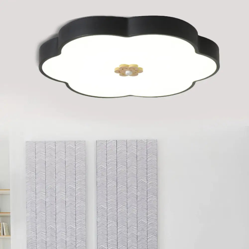 12’/16’ Modern Flower Flush Mount Ceiling Light With Acrylic Diffuser - Metal Led Black/White