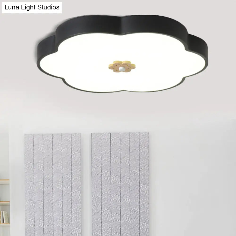 12/16 Modern Flower Flush Mount Ceiling Light With Acrylic Diffuser - Metal Led Black/White Black /