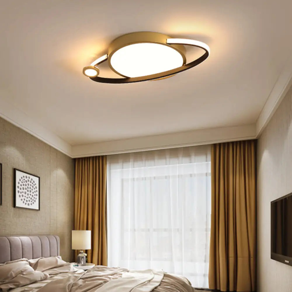 12’/16’ Nordic Style Led Gold Flush Mount Ceiling Light With Acrylic Diffuser Warm/White / 12’ Warm