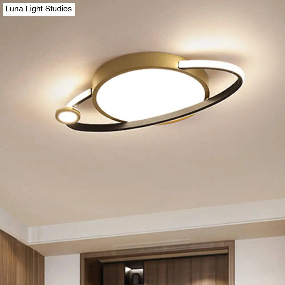 12’/16’ Nordic Style Led Gold Flush Mount Ceiling Light With Acrylic Diffuser Warm/White