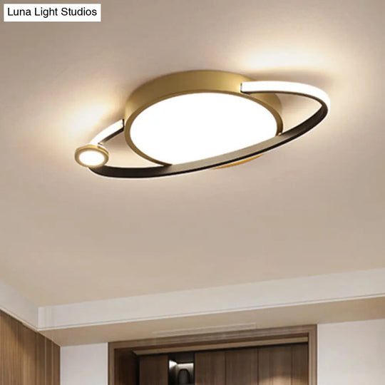 12/16 Nordic Style Led Gold Flush Mount Ceiling Light With Acrylic Diffuser Warm/White