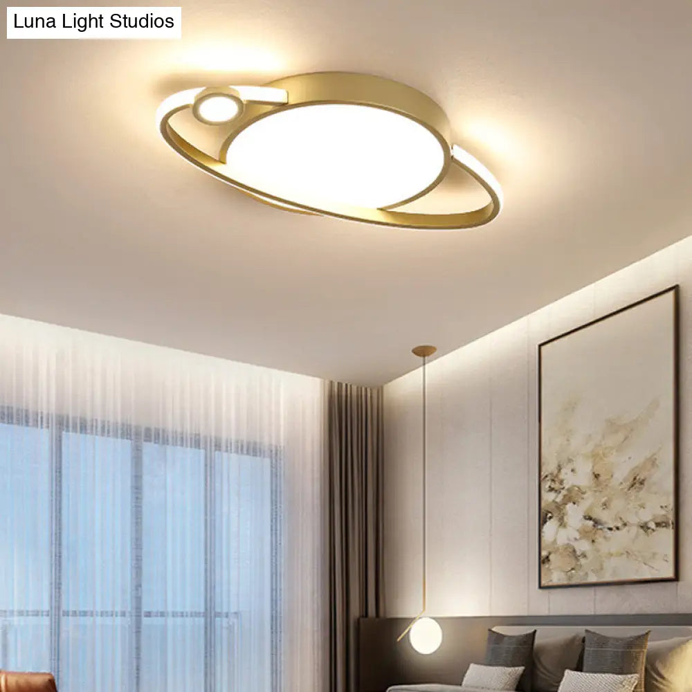 12/16 Nordic Style Led Gold Flush Mount Ceiling Light With Acrylic Diffuser Warm/White / 16 Warm