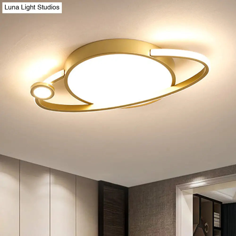 12/16 Nordic Style Led Gold Flush Mount Ceiling Light With Acrylic Diffuser Warm/White