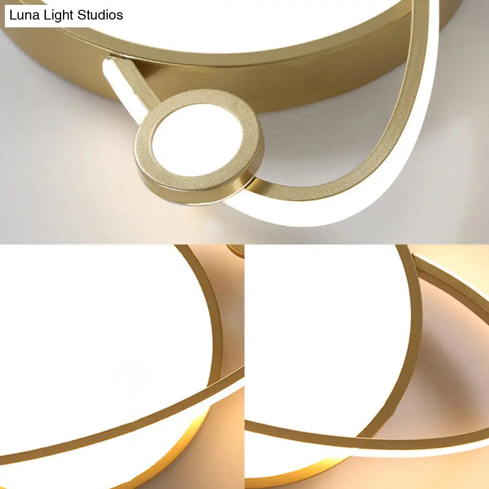 12/16 Nordic Style Led Gold Flush Mount Ceiling Light With Acrylic Diffuser Warm/White