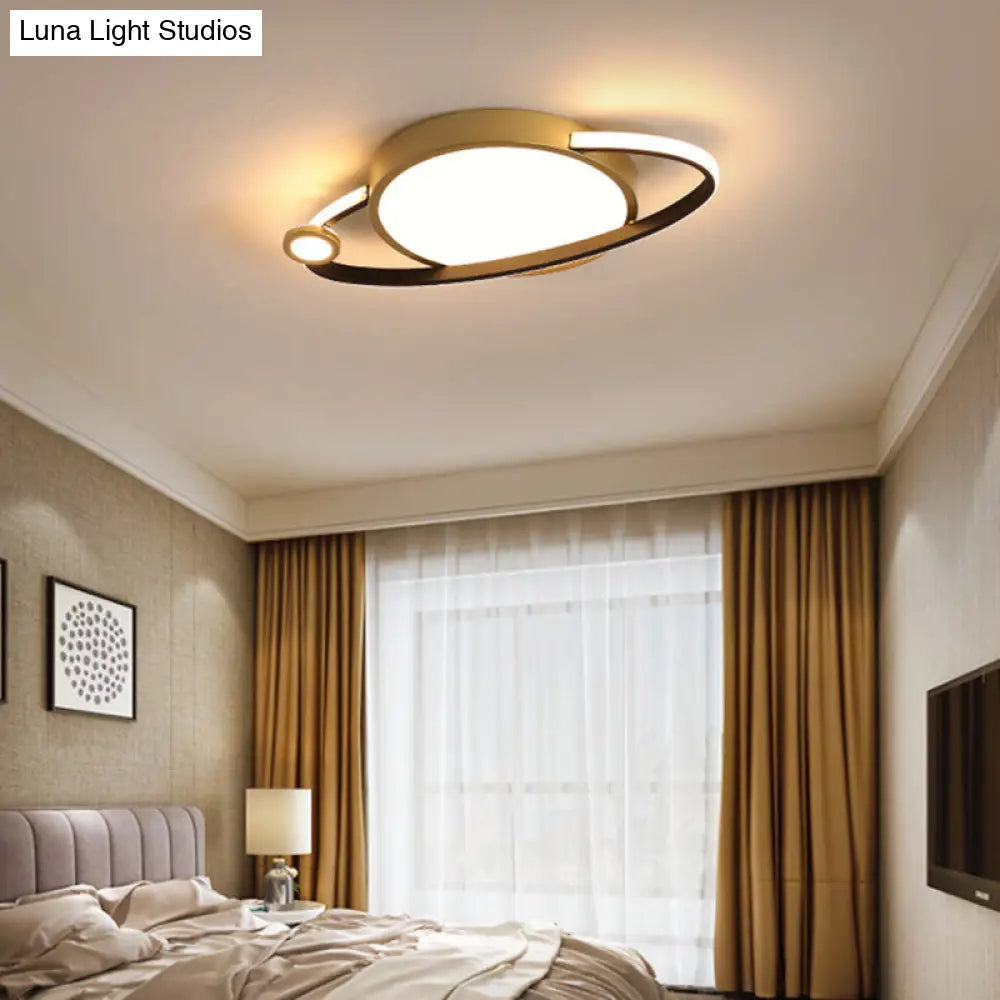 12/16 Nordic Style Led Gold Flush Mount Ceiling Light With Acrylic Diffuser Warm/White / 12 Warm