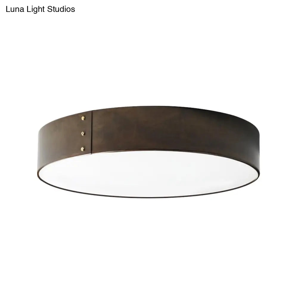 12/16 Wide Drum Minimalist Acrylic Led Flush Mount Ceiling Fixture In Grey Finish For Bedroom