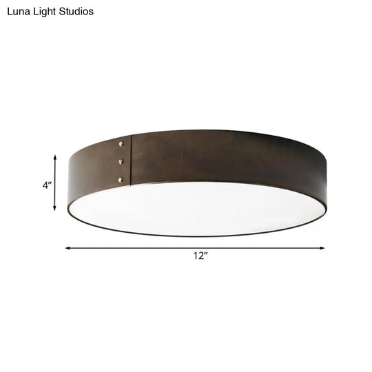 12’/16’ Wide Drum Minimalist Acrylic Led Flush Mount Ceiling Fixture In Grey Finish For Bedroom