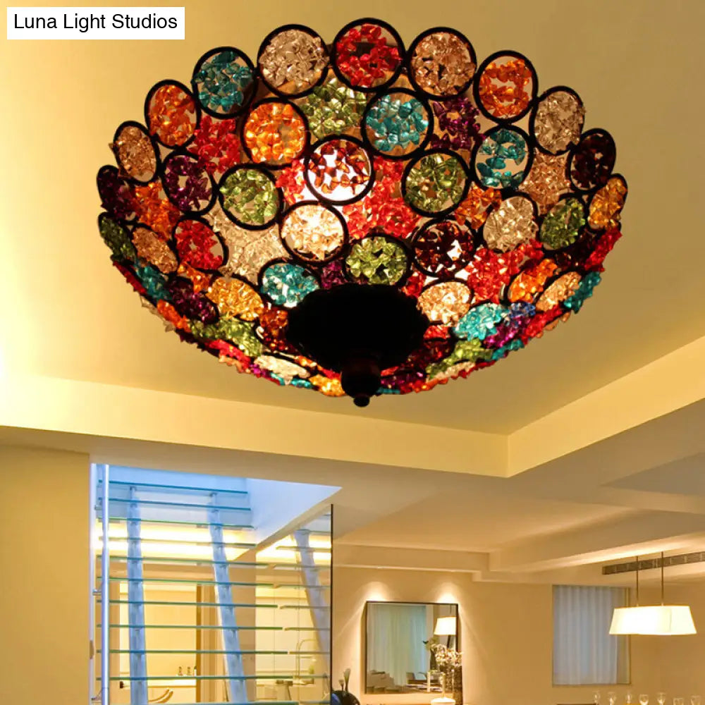 12/19.5 Flush Mount Metallic Ceiling Light With Acrylic Design - Brass Finish For Living Room Décor
