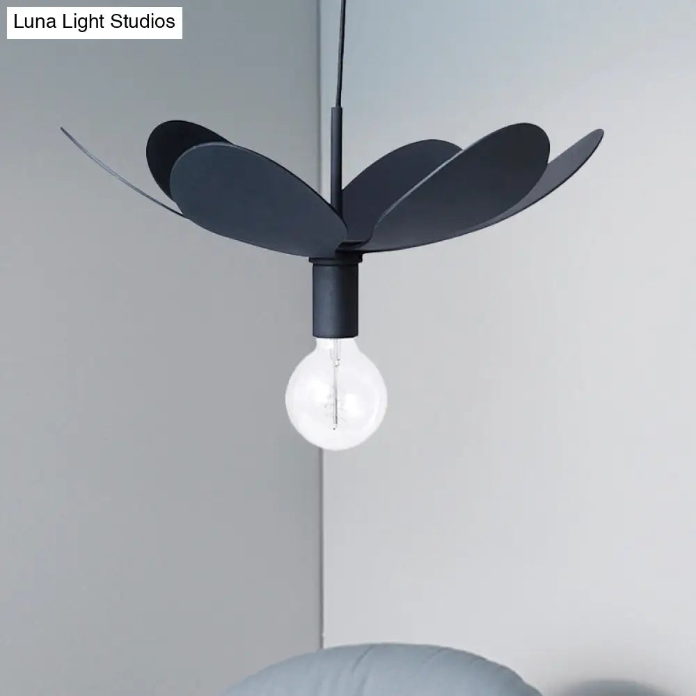 Modern Flower Metal Shade Pendant Ceiling Lamp - 12/19.5 Width 1 Light Black/White Living Room