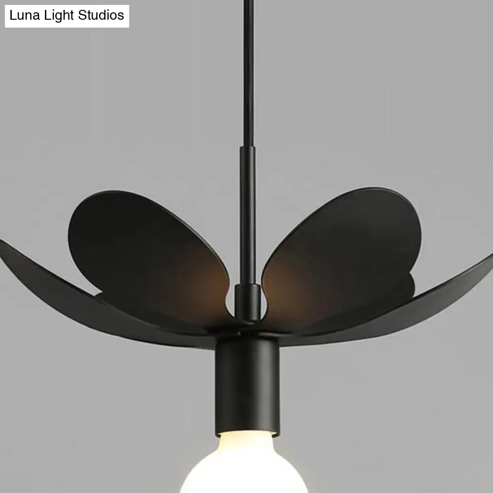 Modern Flower Metal Shade Pendant Ceiling Lamp - 12/19.5 Width 1 Light Black/White Living Room