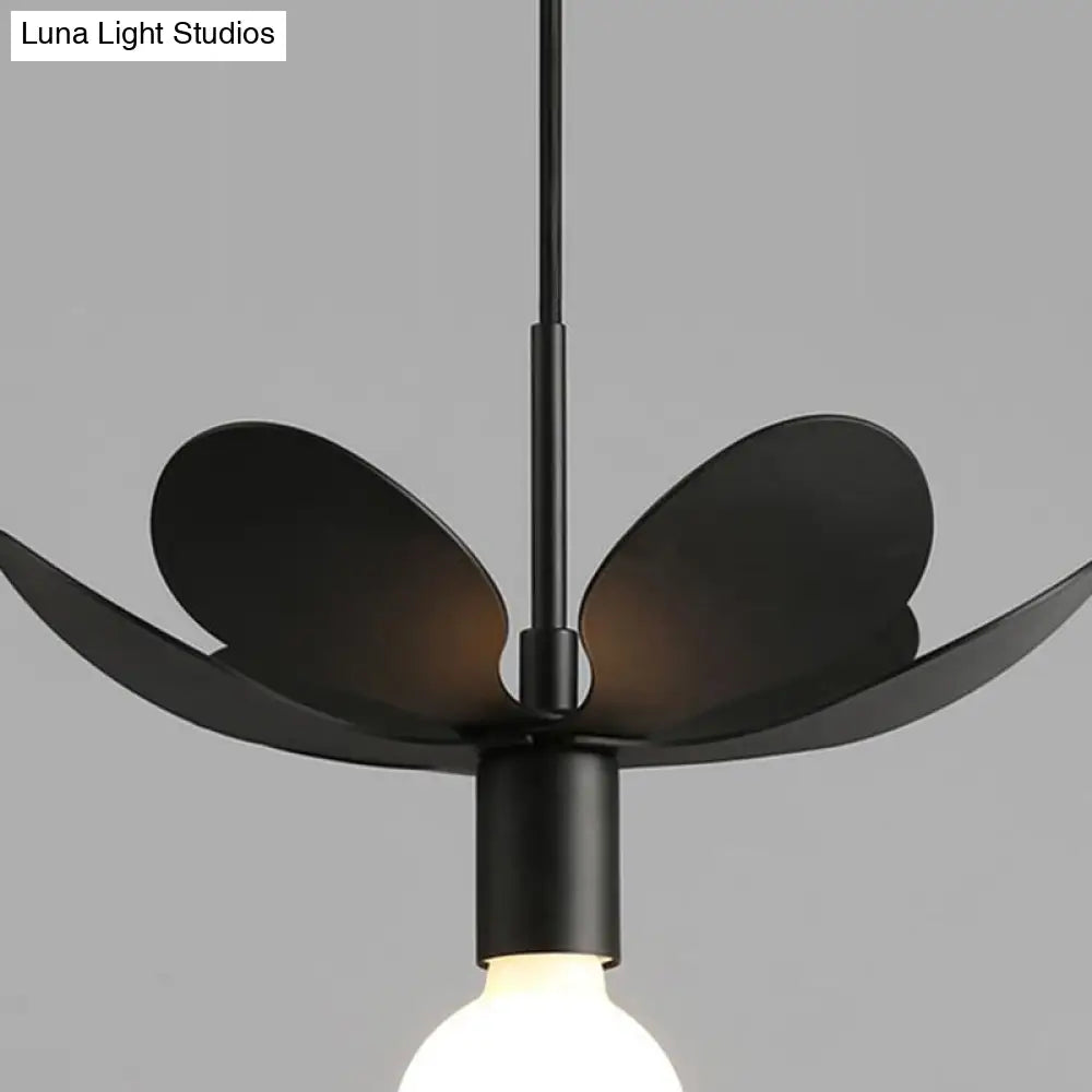 12’/19.5’ Wide Minimal Ceiling Pendant Light With Metal Flower Shade - 1-Light Black/White