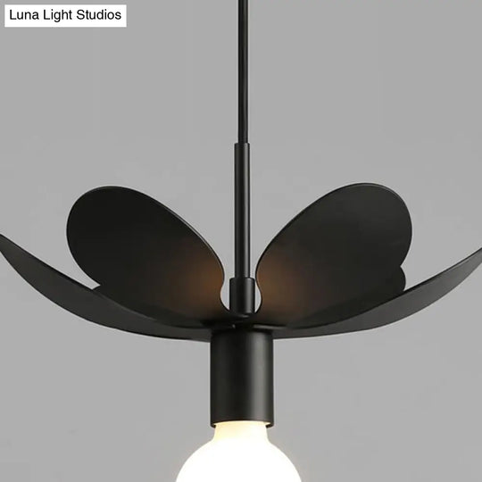 12’/19.5’ Wide Minimal Ceiling Pendant Light With Metal Flower Shade - 1-Light Black/White