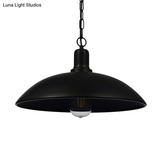 12.5’/16’ W Loft Style Hanging Pendant Lamp With Bowl Shade Adjustable Chain - Metallic And