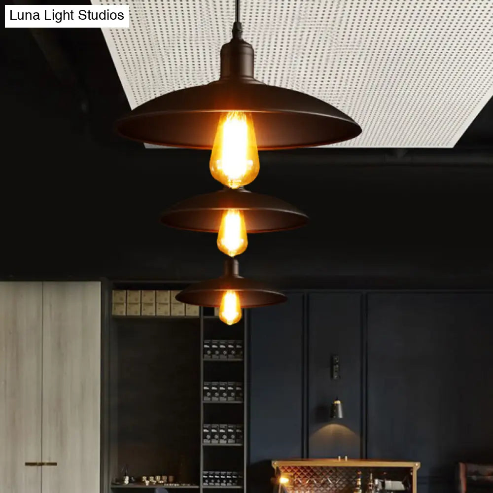 12.5/16 Wide Dome Industrial Metal Hanging Pendant Lamp - 1-Light Restaurant Light Fixture