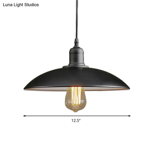 12.5/16 Wide Dome Industrial Metal Hanging Pendant Lamp - 1-Light Restaurant Light Fixture