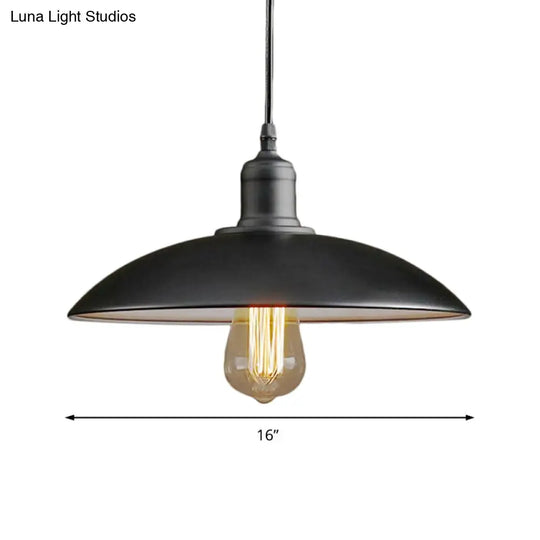 12.5/16 Wide Dome Industrial Metal Hanging Pendant Lamp - 1-Light Restaurant Light Fixture