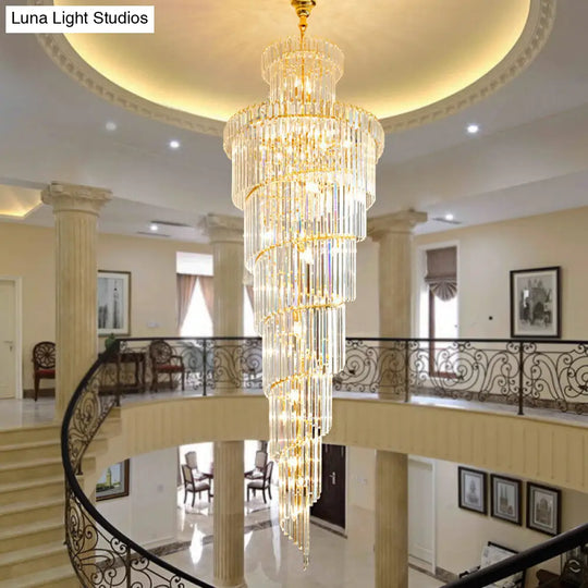 Sleek 12-Head Clear Crystal Spiral Suspension Ceiling Lamp Pendant