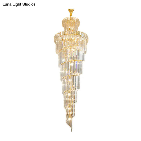 Sleek 12-Head Clear Crystal Spiral Suspension Ceiling Lamp Pendant