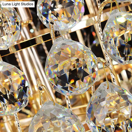 Gold Crystal Rod Stairway Chandelier Pendant Light - 12 Heads Suspension Lamp