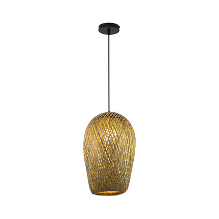 Rustic Rattan Pendant Light With Dome Shade For Dining Rooms Hand-Woven 7-7.5W Beige 1 Bulb. / 7