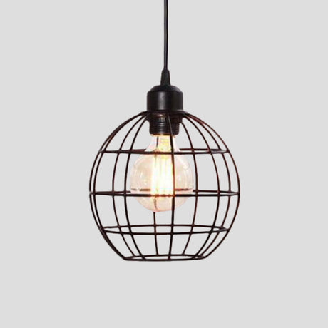 Retro Style Globe Ceiling Lamp - Metal Hanging Light Fixture In Black/Copper