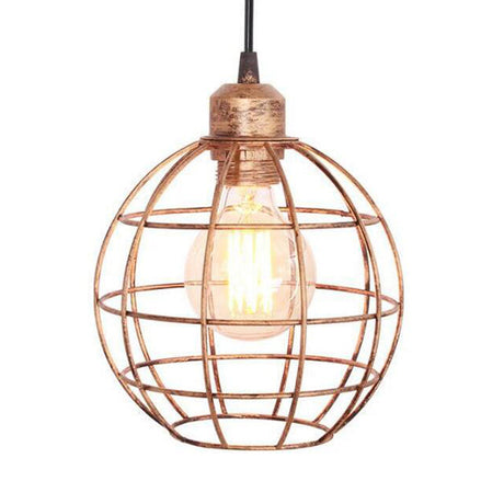 Retro Style Globe Ceiling Lamp - Metal Hanging Light Fixture In Black/Copper