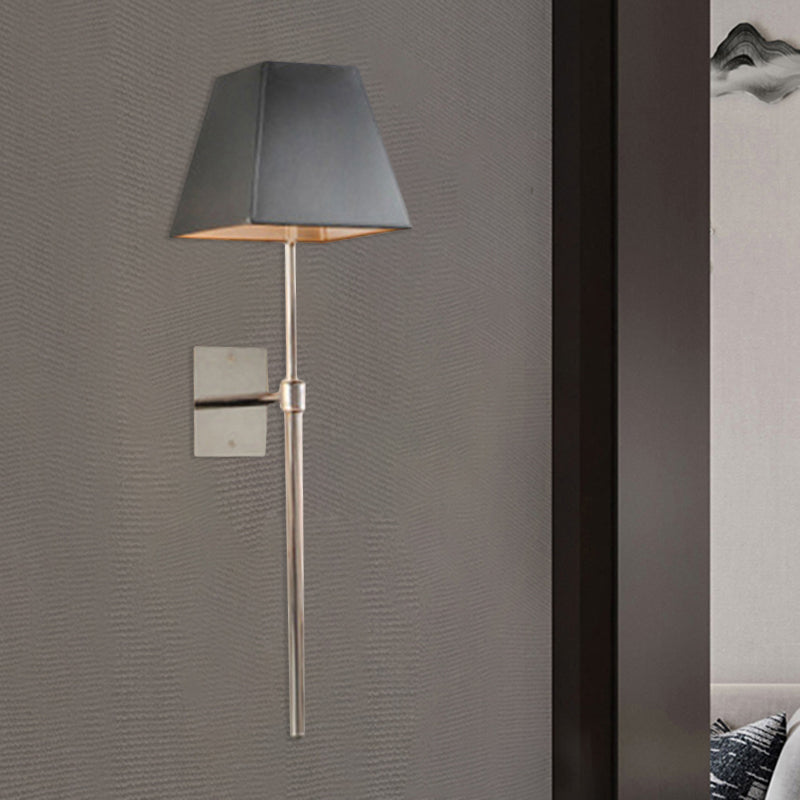 Contemporary Black Fabric Tapered Led Wall Sconce Light For Bedside Lighting