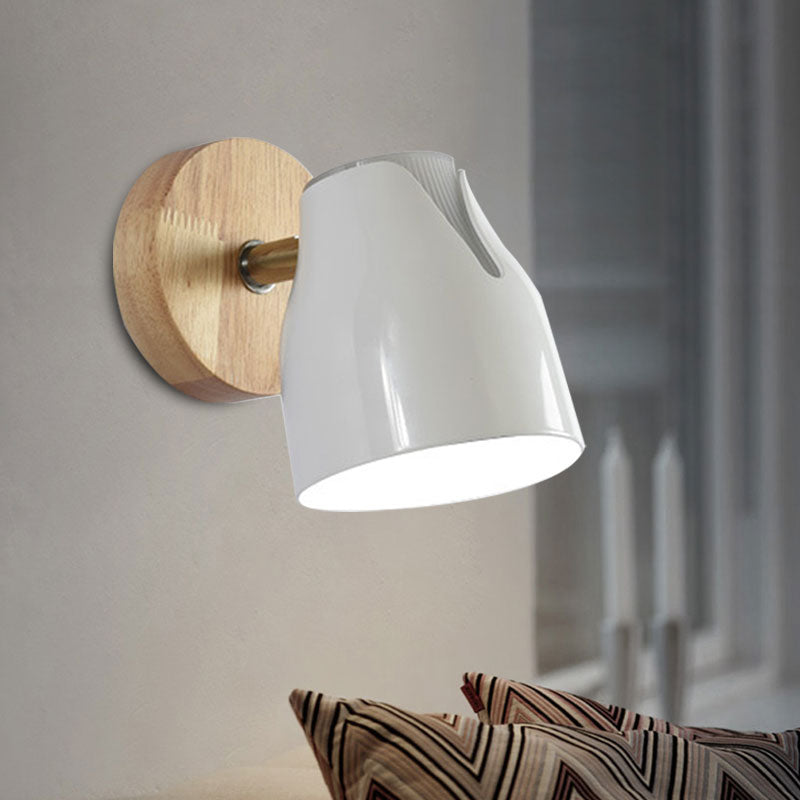 Modern Rotatable Wall Sconce Light With Metallic Bud Shade - Ideal For Kitchen And Cloth Shop White
