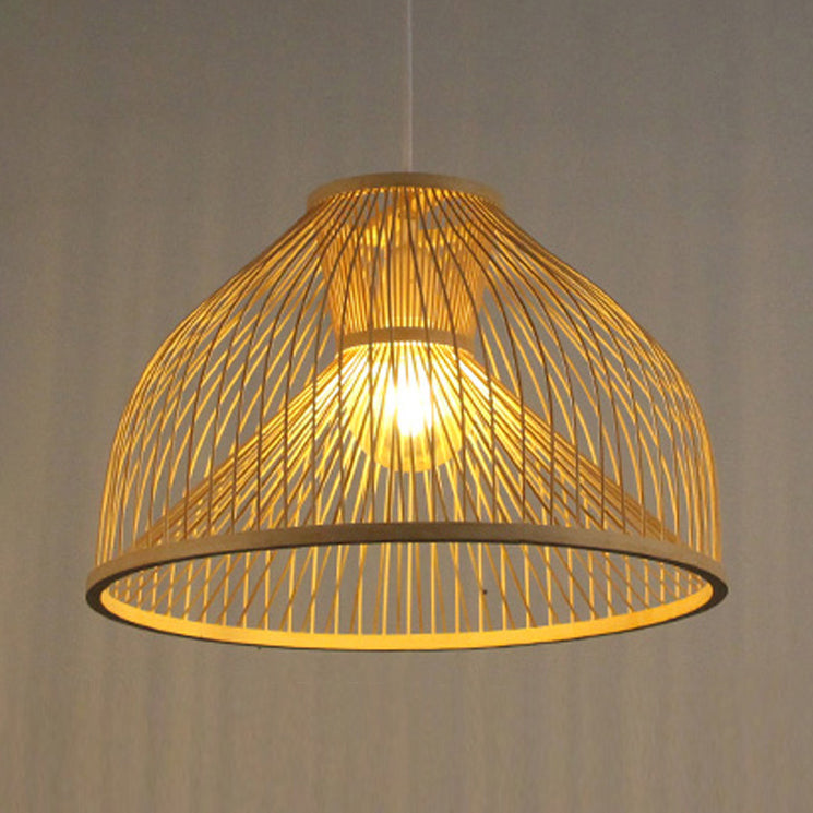 Stylish Asian 1-Light Bamboo Pendant Lamp For Dining Room Ceiling Fixture