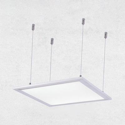 Simplicity LED Metal Pendant Lighting in White - Wide Square/Rectangular Design with Acrylic Diffuser (12"/23.5"/47")