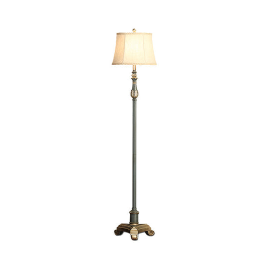 Vintage Style Grey Blue Tri-Leg Reading Floor Lamp With Fabric Shade - 1 Light Living Room